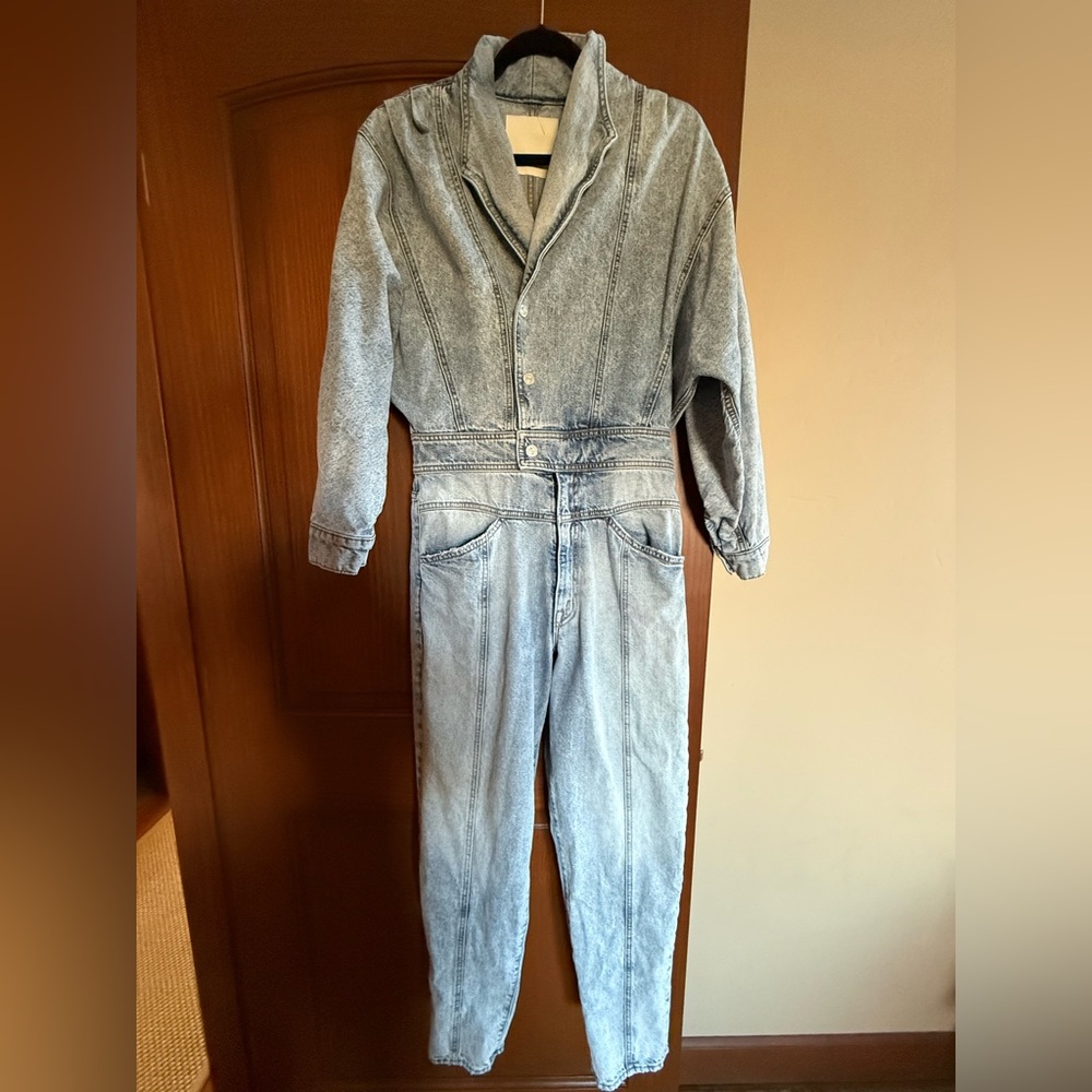 MOTHER Light Blue Denim Jumpsuit
